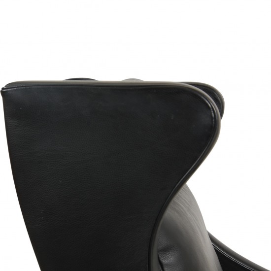 Børge Mogensen 2204 Øreklapstol i sort læder