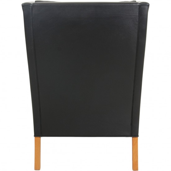 Børge Mogensen 2204 Øreklapstol i sort læder