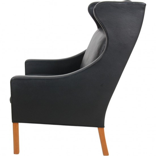 Børge Mogensen 2204 Øreklapstol i sort læder