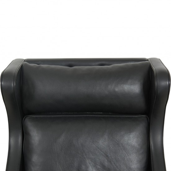 Børge Mogensen 2204 Øreklapstol i sort læder