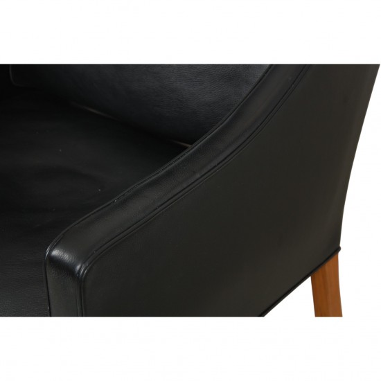 Børge Mogensen 2204 Øreklapstol i sort læder