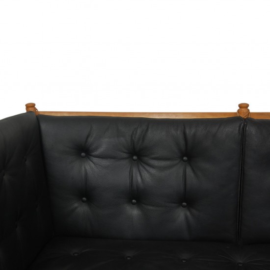 Børge Mogensen Tremmesofa i sort læder 1969