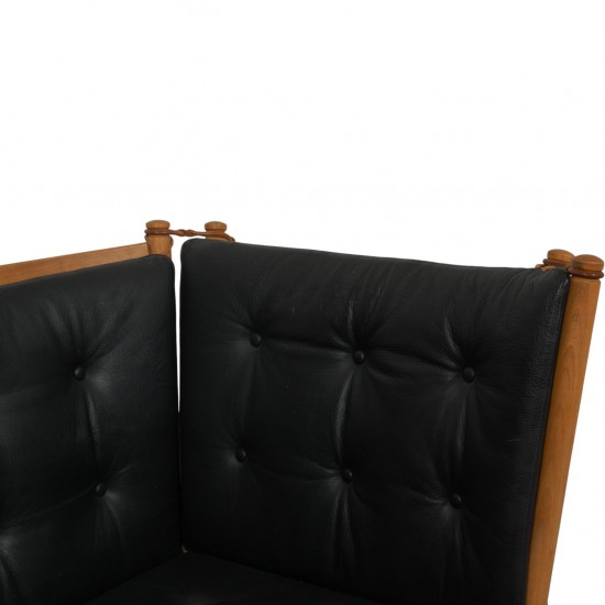 Børge Mogensen Tremmesofa i sort læder 1969