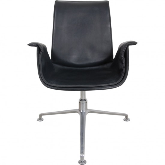 Fabricius and Kastholm tulip stol i sort læder 1990'erne