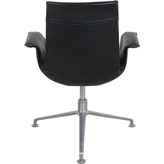 Fabricius and Kastholm tulip stol i sort læder 1990'erne