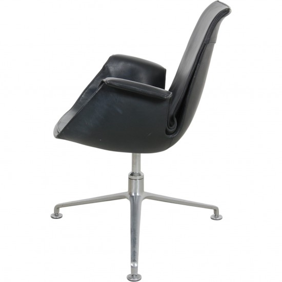 Fabricius and Kastholm tulip stol i sort læder 1990'erne