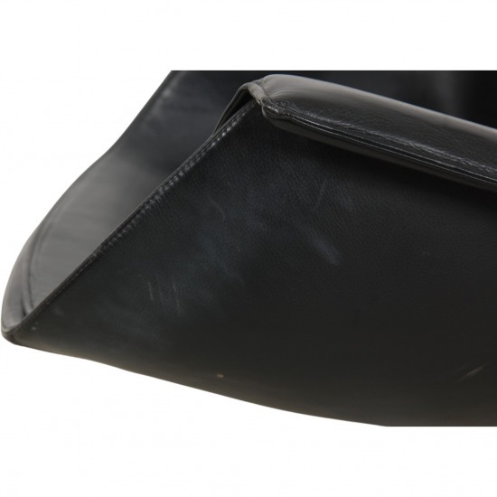 Fabricius and Kastholm tulip stol i sort læder 1990'erne