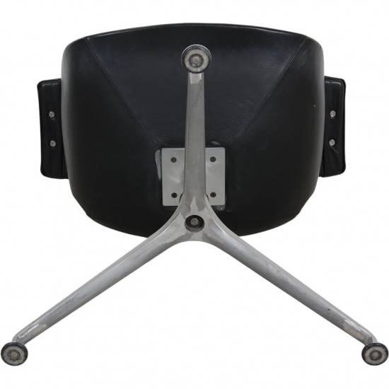 Fabricius and Kastholm tulip stol i sort læder 1990'erne