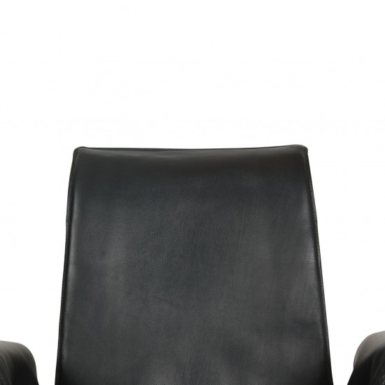 Fabricius and Kastholm tulip stol i sort læder 1990'erne