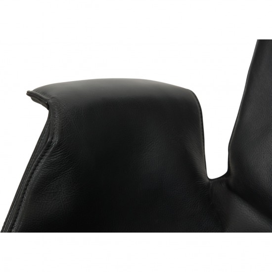 Fabricius and Kastholm tulip stol i sort læder 1990'erne