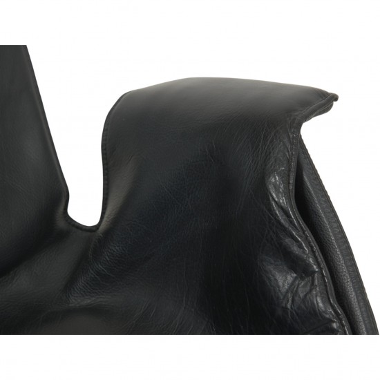 Fabricius and Kastholm tulip stol i sort læder 1990'erne