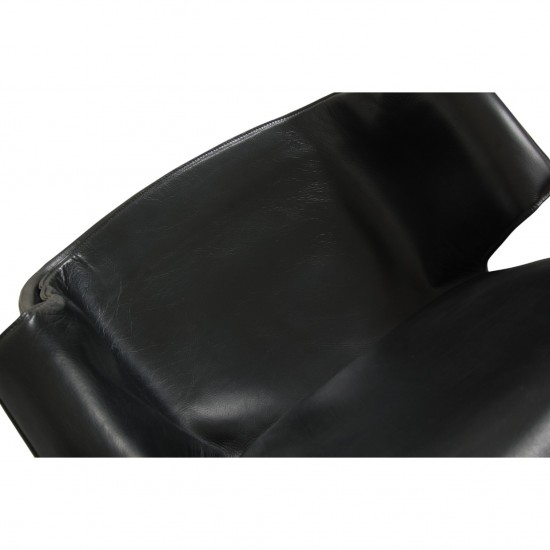 Fabricius and Kastholm tulip stol i sort læder 1990'erne