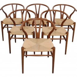 Sæt af 6 Hans Wegner CH24 Y-stole i røget eg