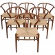 Sæt af 6 Hans Wegner CH24 Y-stole i røget eg