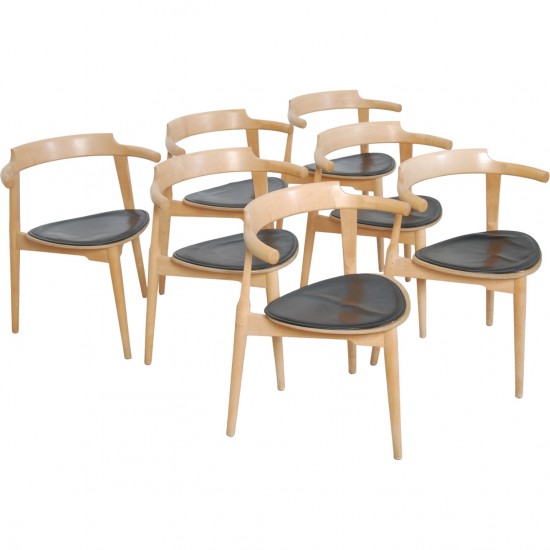 Sæt af 7 Hans Wegner PP583 stole i ask 1990'erne
