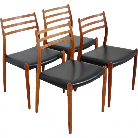 N.O Møller sæt af 4 Model 78 stole i palisander 1960'erne