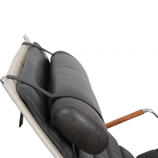 Fabricius and Kastholm Græshopper stol i sort læder 2010'erne