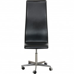Arne Jacobsen Tall Oxford office chair in black leather