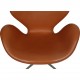 Arne Jacobsen Svanen stol i cognac Classic læder