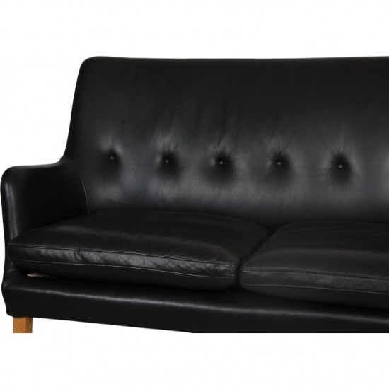 Arne Vodder 2.seater AV5 sofa in black leather