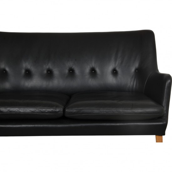 Arne Vodder 2.seater AV5 sofa in black leather