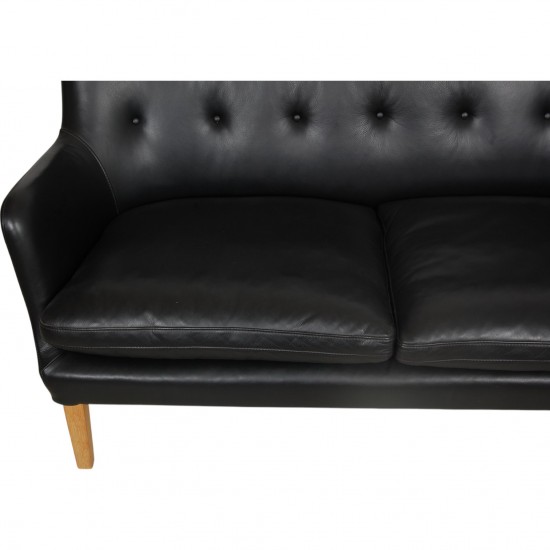 Arne Vodder 2.seater AV5 sofa in black leather