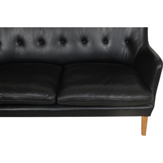 Arne Vodder 2.seater AV5 sofa in black leather