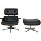 Charles Eames Lounge chair with ottoman in black leather
