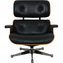 Charles Eames Lounge chair with ottoman in black leather