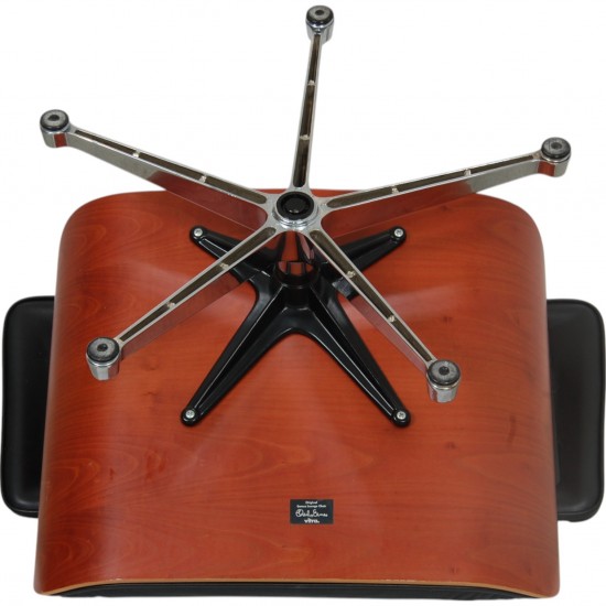 Charles Eames Lounge chair with ottoman in black leather