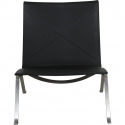 Poul Kjærholm PK22 chair reupholstered in black Nevada leather Kold Christensen