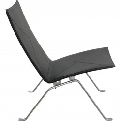 Poul Kjærholm PK22 chair reupholstered in black Nevada leather Kold Christensen