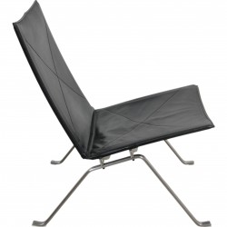 Poul Kjærholm Pk22 chair in black leather aura leather 2002
