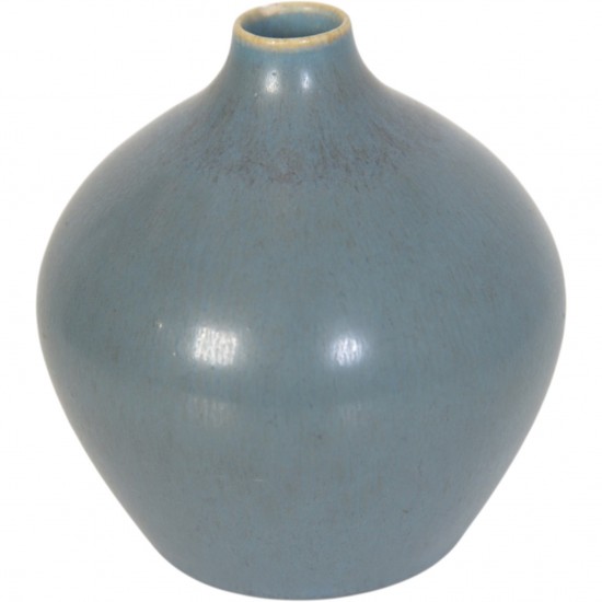 Palshus lille vase i blå grå glasur.