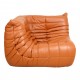 Michel Ducaroy Togo corner chair reupholstered in cognac leather