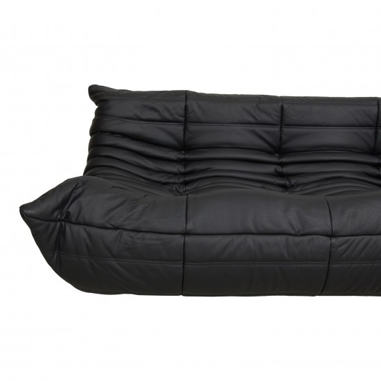 Michel Ducaroy Togo 3.pers sofa reupholstered in black leather