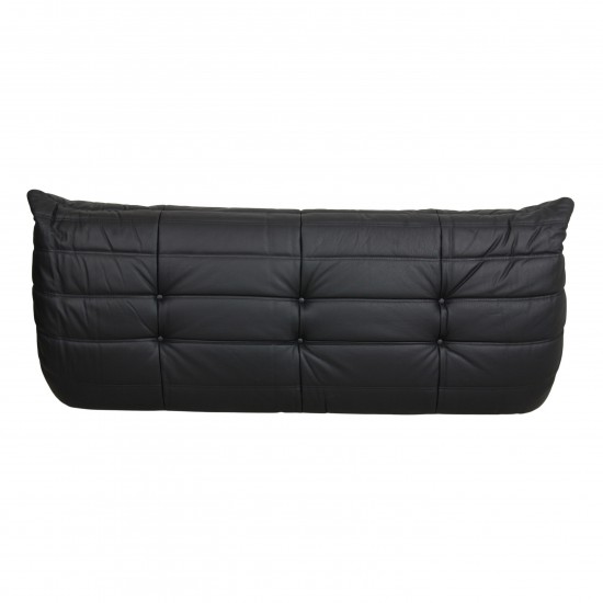 Michel Ducaroy Togo 3.pers sofa reupholstered in black leather