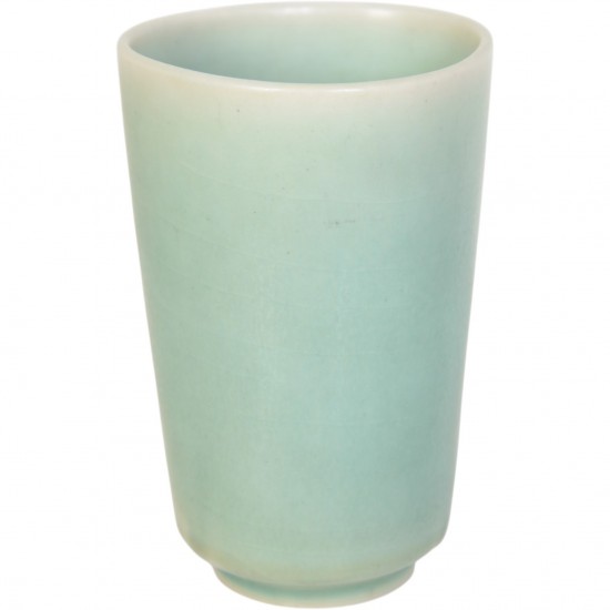 Saxbo vase markeret i bund nr. 114 grøn glasur, Ø: 9 cm H: 14 cm.