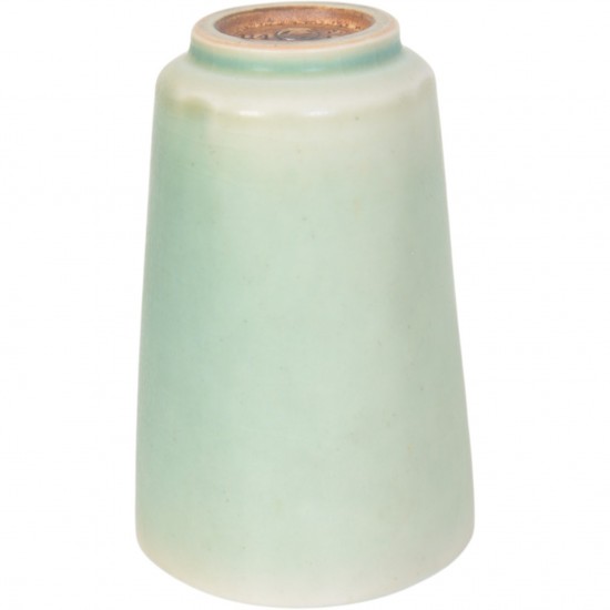 Saxbo vase markeret i bund nr. 114 grøn glasur, Ø: 9 cm H: 14 cm.