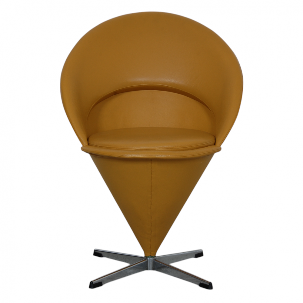 Køb brugt Verner Panton Cone chair i gult læder