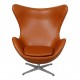 Arne Jacobsen Egg newly upholstered with walnut aniline leather