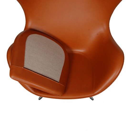 Arne Jacobsen Egg newly upholstered with walnut aniline leather