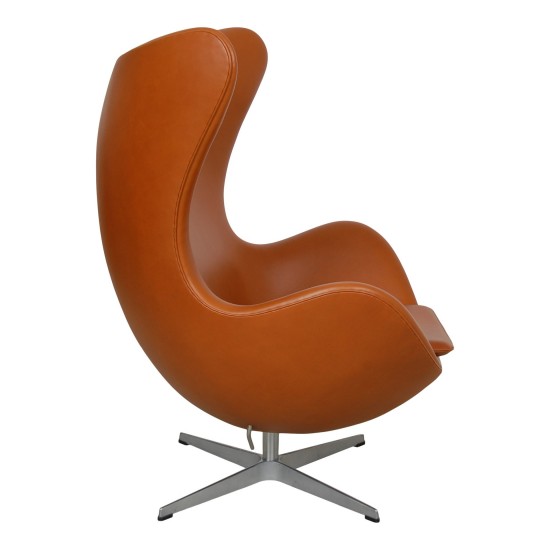 Arne Jacobsen Egg newly upholstered with walnut aniline leather