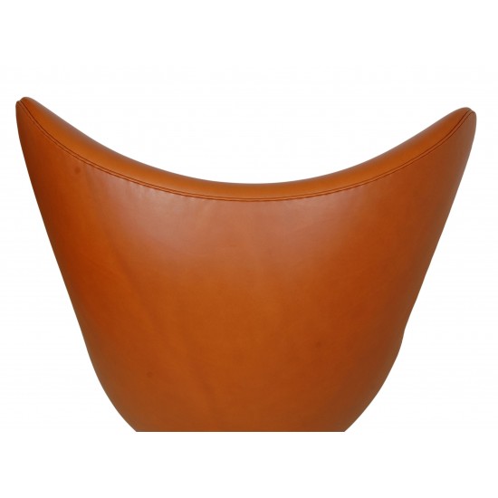 Arne Jacobsen Egg newly upholstered with walnut aniline leather