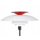 Poul Henningsen PH-80 table lamp of white and red plastic and steel base