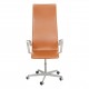 Arne Jacobsen Tall Oxford office chair reupholstered in walnut aniline leather