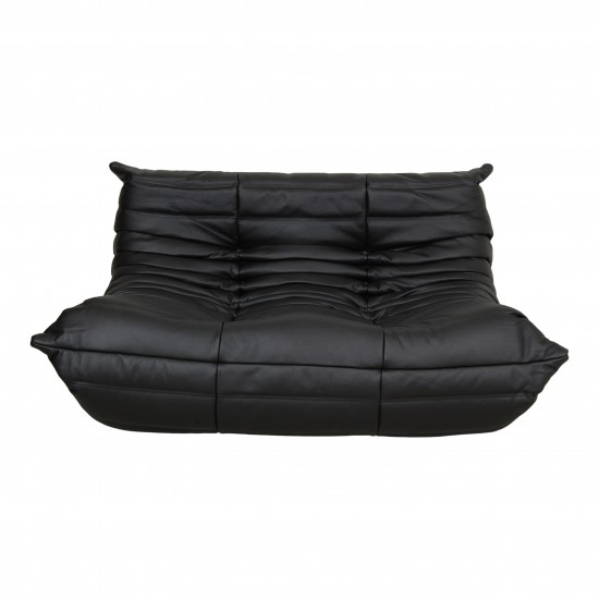 Michel Ducaroy Togo 2.pers sofa reupholstered in black leather