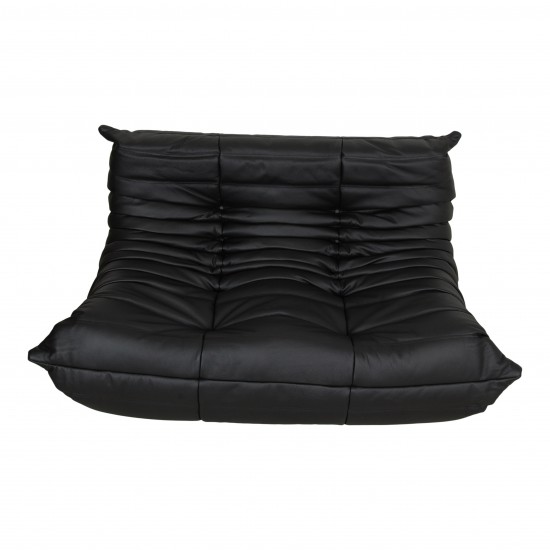 Michel Ducaroy Togo 2.pers sofa reupholstered in black leather