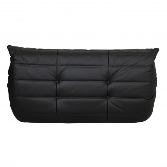 Michel Ducaroy Togo 2.pers sofa reupholstered in black leather