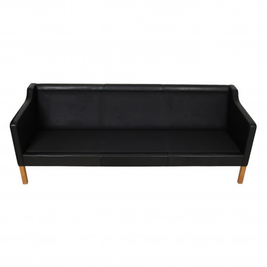 Børge Mogensen 2213 3.pers sofa i patineret sort læder